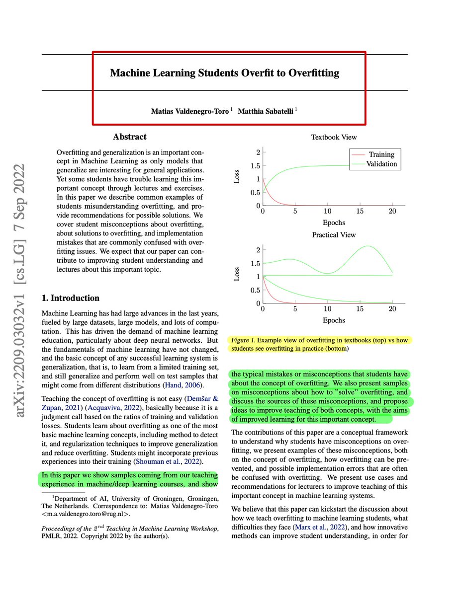 pandeyparul's tweet image. This paper covers student misconceptions about #overfitting in #MachineLearning, solutions to overfitting, and implementation mistakes commonly confused with overfitting issues.
🔗: lnkd.in/gcgbtHVR