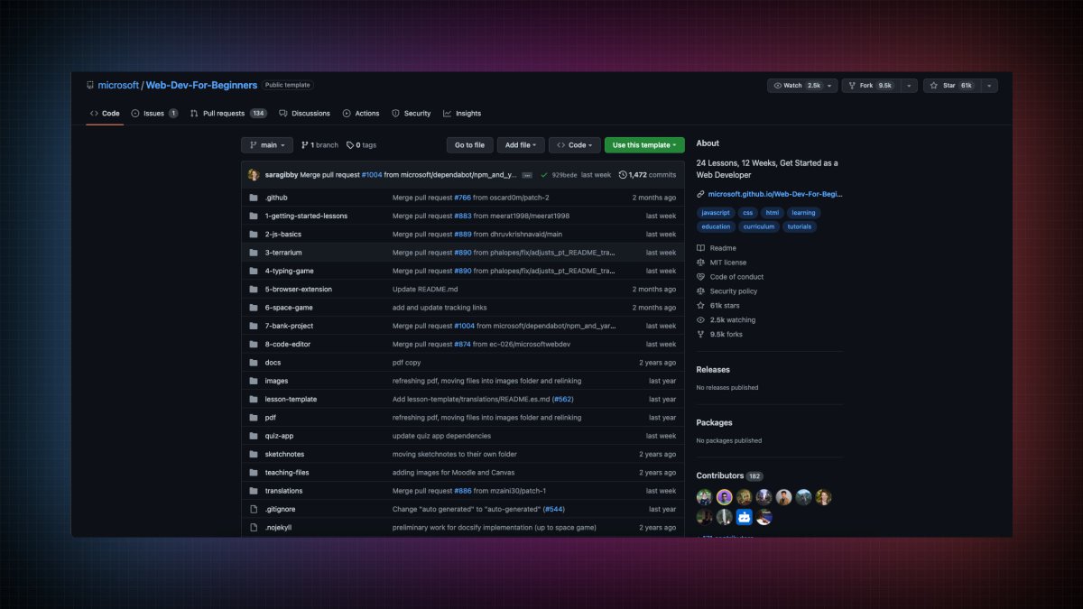 Prathkum's tweet image. 5. Web Development for Beginners

24 Lessons, 12 Weeks, Get Started as a Web Developer.

🔗 github.com/microsoft/Web-…