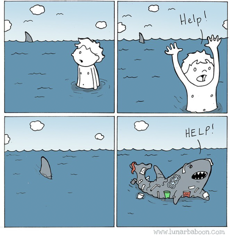 greenpeaceusa's tweet photo. There's something much scarier in the oceans than sharks. 💔🦈
📷 Credit: @lunarbaboon

#PlasticPollution #PlasticWaste #Saveoursealife #Saveouroceans https://t.co/IQsULOrnSz