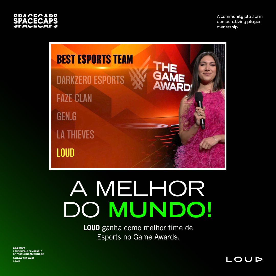 spacecapsgg's tweet photo. @LOUDgg conquistou o @thegameawards 2022 na categora melhor time de Esports do ano! Obrigado a todos que nos apoiaram e nos ajudaram a entregar o nosso melhor! https://t.co/F721KlRECT