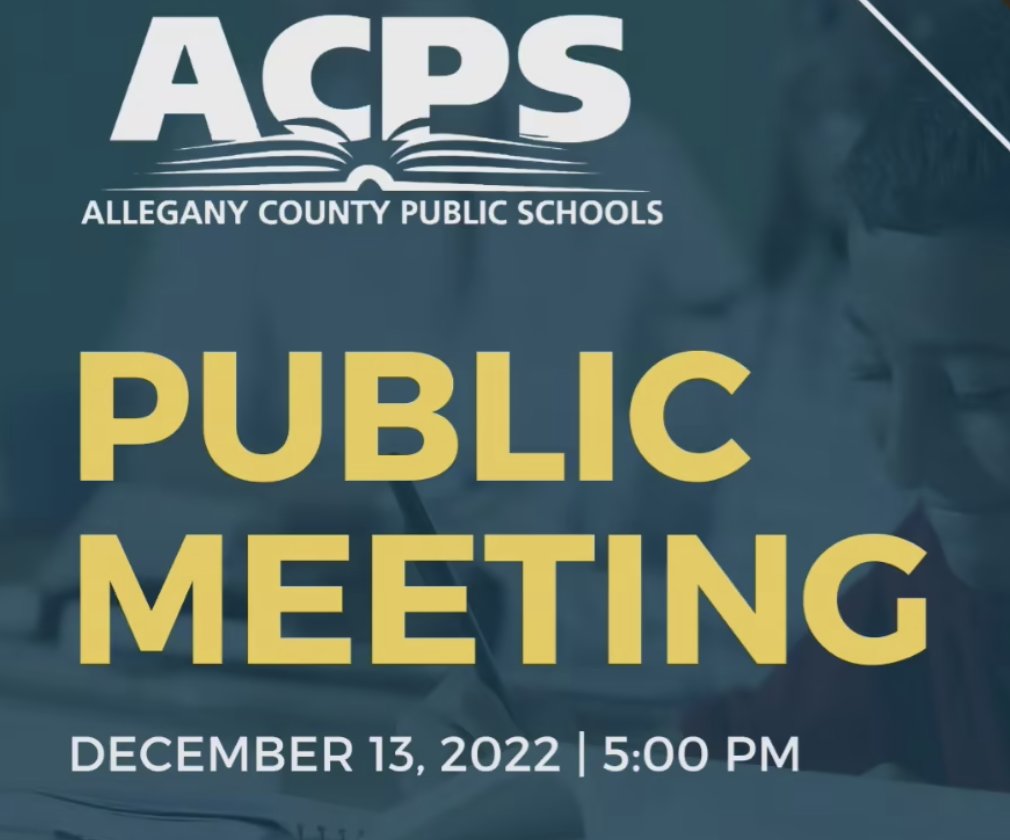 The Board of Education of Allegany County met in a Public Meeting on Tuesday, December 13, 2022. The next meeting of the school board is scheduled for Tuesday, January 10, 2023. The time and location are TBD. vimeo.com/781096259
