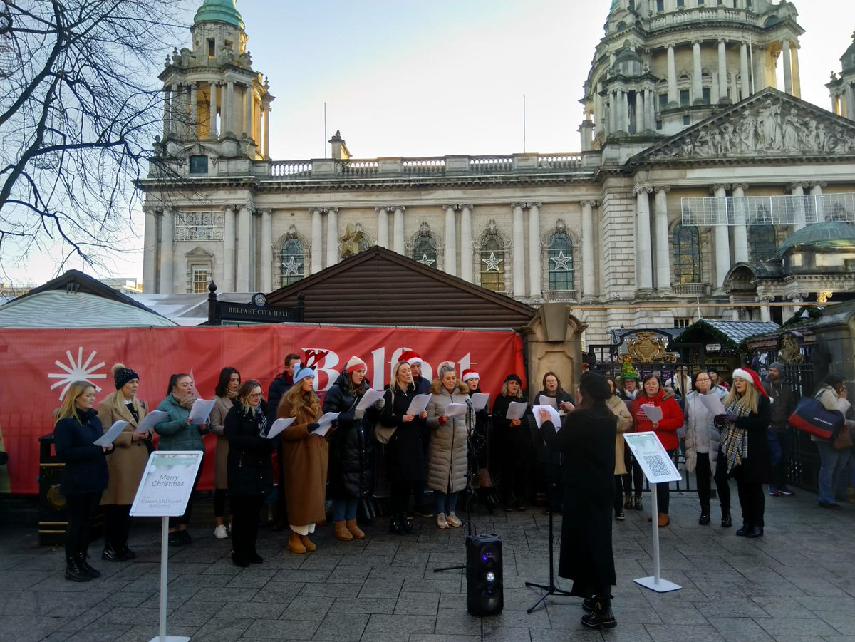 belfastsams's tweet photo. A huge thank you to the lovely folks at @carsonmcdowell. They embraced the cold today for a choir service at Belfast City Hall, raising money for the Samaritans and hopefully bringing some Christmas cheer to the public 💚 https://t.co/cq4V3v7pop