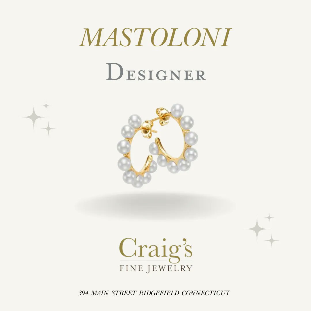 Today we're highlighting small gold hoop earrings with 8 pearls set around outside on a post with friction back by Mastoloni. ✨ Head over to our website to see more earrings! #linkinbio #craigsfinejewelry #jewelry #ringband