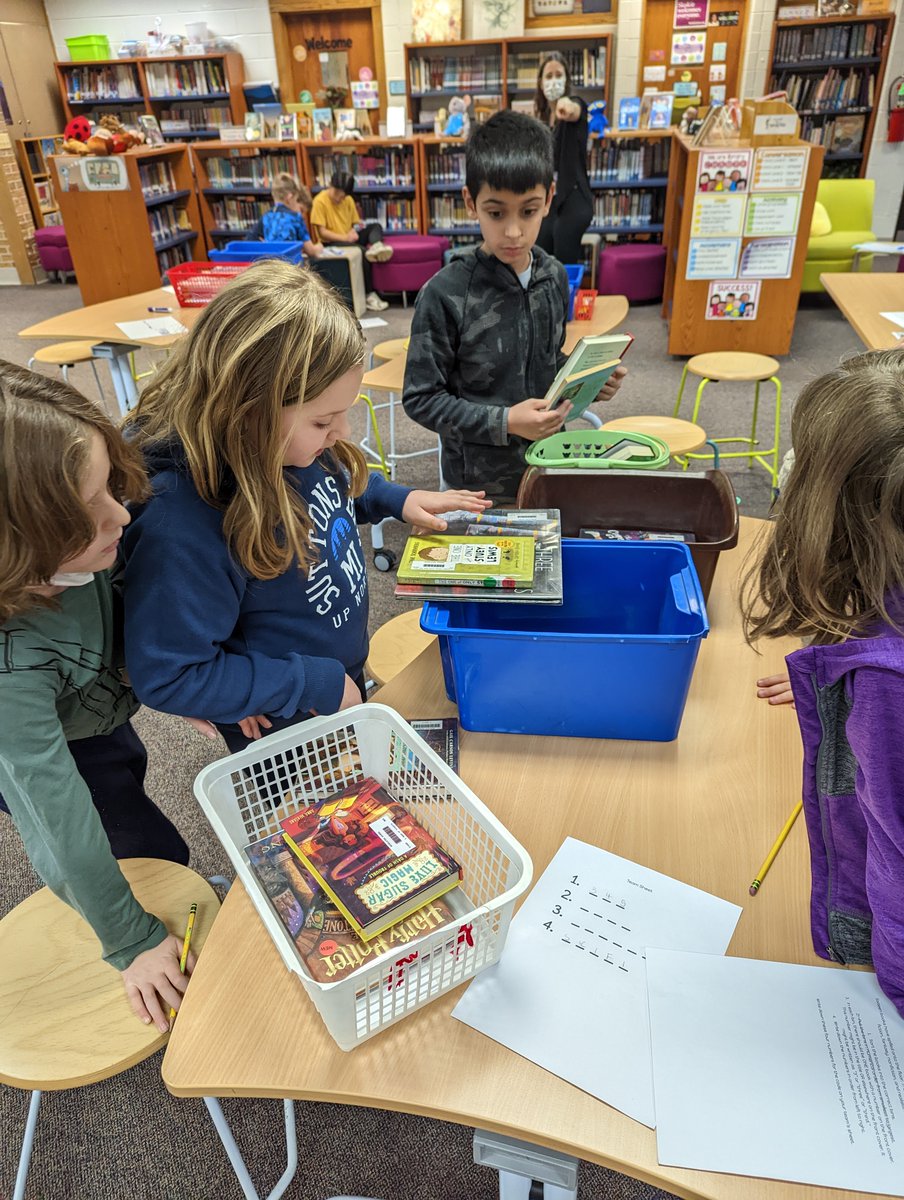 MediaCenter735's tweet photo. Fourth graders completed their genre unit by "breaking out" of the library. Students had to work together to sort books, complete puzzles, and crack codes in order to save the day. Look at their excitement! https://t.co/VH2XfIpLTK