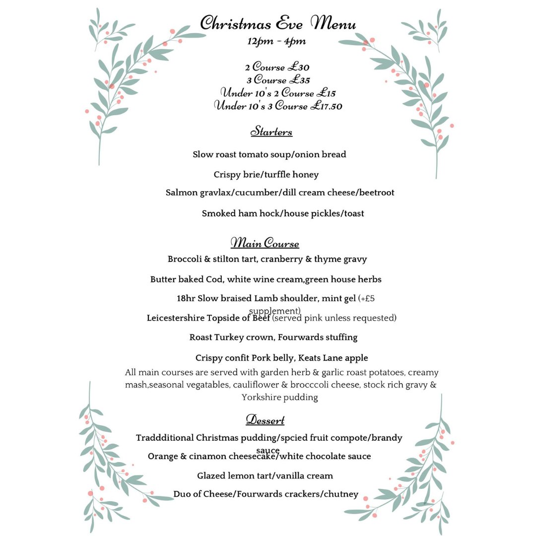 fourwards's tweet photo. We hope you are as obsessed with our Christmas eve menu as we are 😍

Availability is going QUICK and we would hate to see you miss out! Head to the website to book your table today, or call 01455841556 📞

#newmenu #christmasmenu #christmasfood #christmas2022 #restaurant https://t.co/f4W0EEOrMS