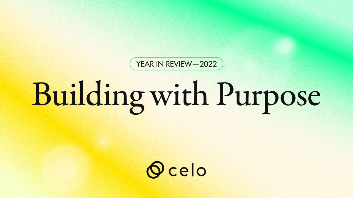Celo's tweet image. 2022 was definitely one for the history books! Despite all the challenges, there's still much to celebrate across the Celo ecosystem.

When you’re #BuildingWithPurpose, you’re always winning.

Let's take a look back at some of the highlights…

blog.celo.org/building-with-…