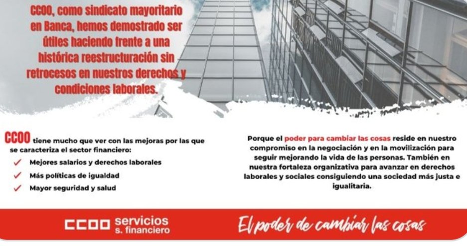 ccoobbva's tweet photo. #ElpoderDeCambiarLasCosas
#SectorFinanciero
#SomosImprescindibles
@CCOO

👉 CCOO conseguimos:
📍Mejores Salarios y Derechos Laborales
📍 Más política de Igualdad
📍Mayor Seguridad y Salud
💪🏻💪🏻 https://t.co/2TLxW0HdWA