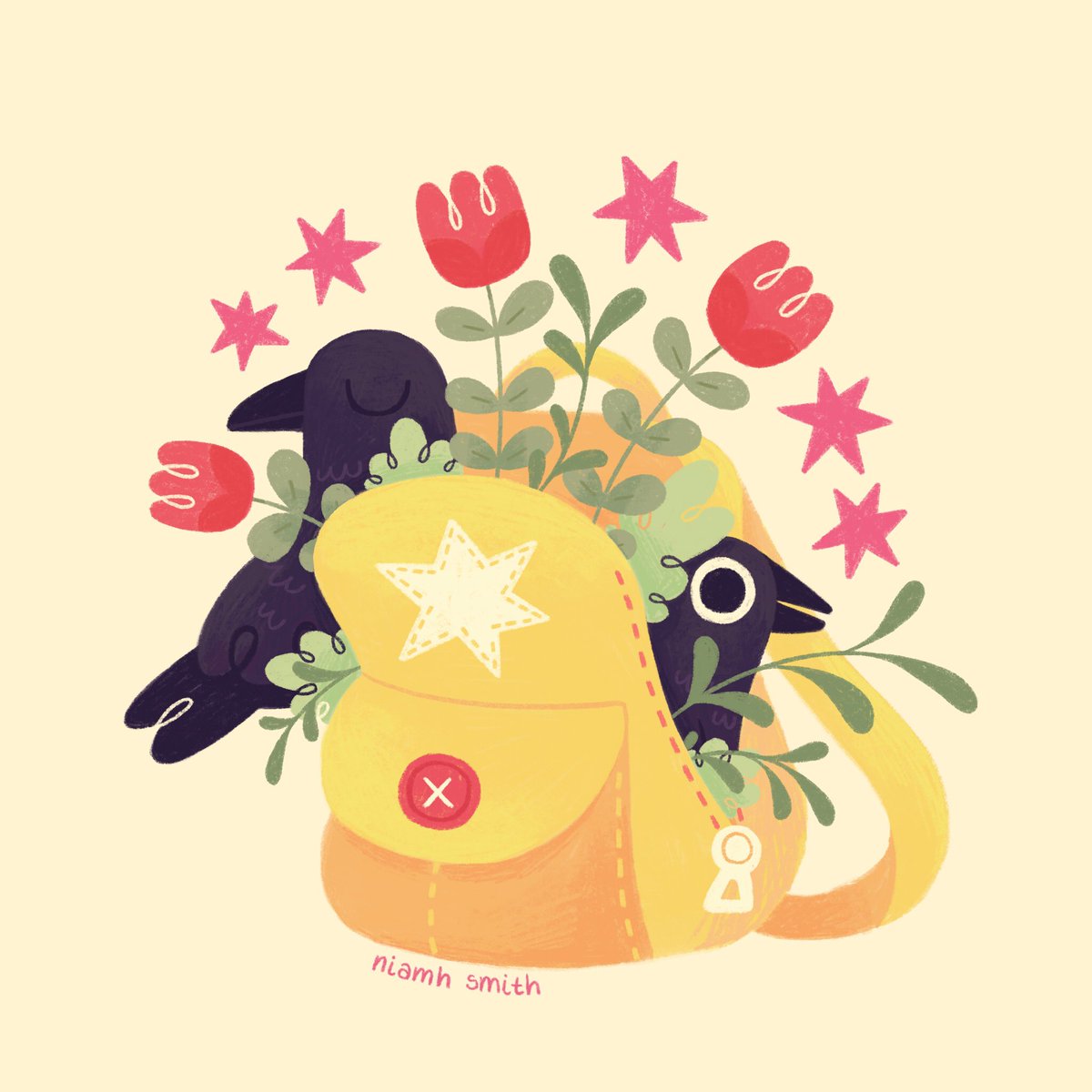nim_illust's tweet photo. Backpack Bird Buddies! 💛 #illustration https://t.co/NyBs0y2Gdw