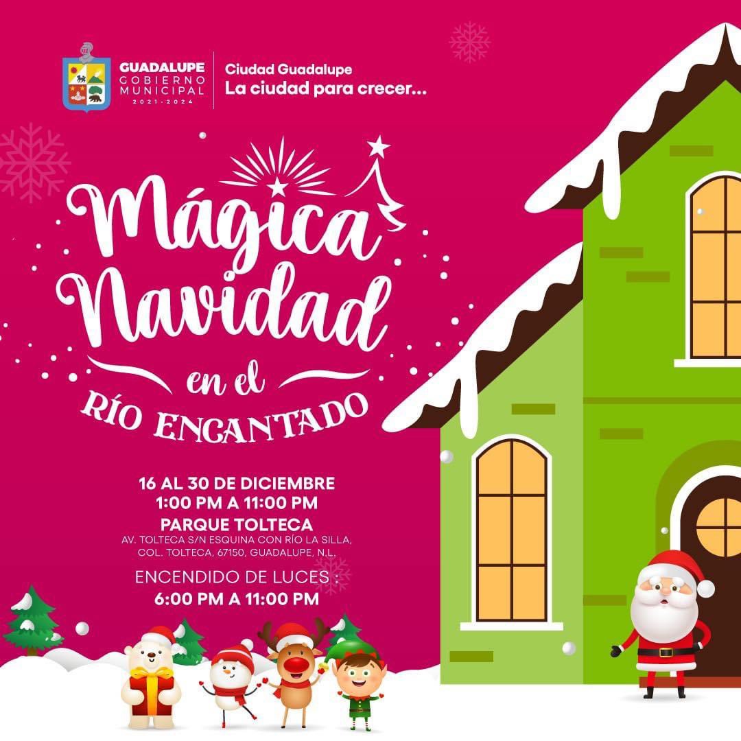 municipiodegpe's tweet photo. 🎅🏻Vive la Navidad en #GuadalupeNL
Los esperamos del 16 al 18 de Dic. en el #ParqueTolteca para vivir la “Mágica Navidad en el Río Encantado”.
Habrá cuento de Navidad, desfile de personajes, música en vivo, área de comidas y muchas sorpresas para toda la familia
¡Entrada gratis! https://t.co/8c1LKhjaYJ
