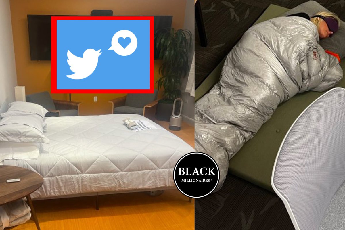 Blackmillions_'s tweet photo. Twitter has added bedrooms to their office headquarters to keep engineers from sleeping on the floor after Elon Musk told employees either they work 60+ hours or they will be laid off with 3 months of severance pay 💰 
#Sleepatwork https://t.co/6qcIlVo9rY