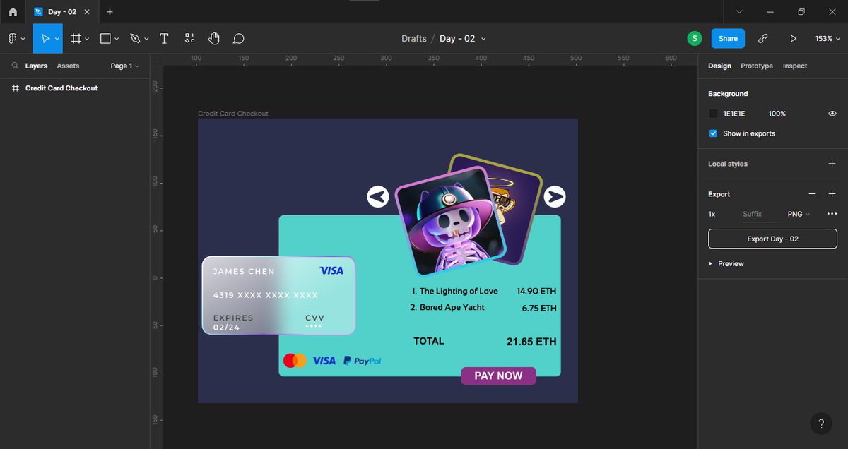 sidramwaseem's tweet photo. There's something really entertaining about doing the daily UI challenges.
#DailyUI #CreditCardCheckout #NFT #uiux https://t.co/2NywJFhuEc