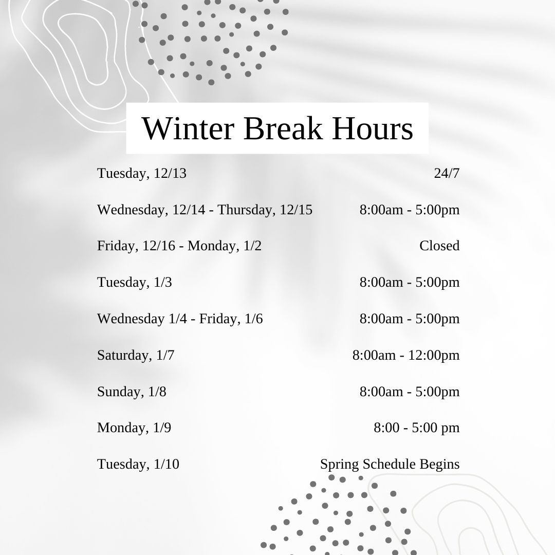 OxLibrary's tweet image. The Oxford College Library will be closed from Friday, 12/16 through Monday 1/2 for winter break. We hope you all have a safe and relaxing holiday!