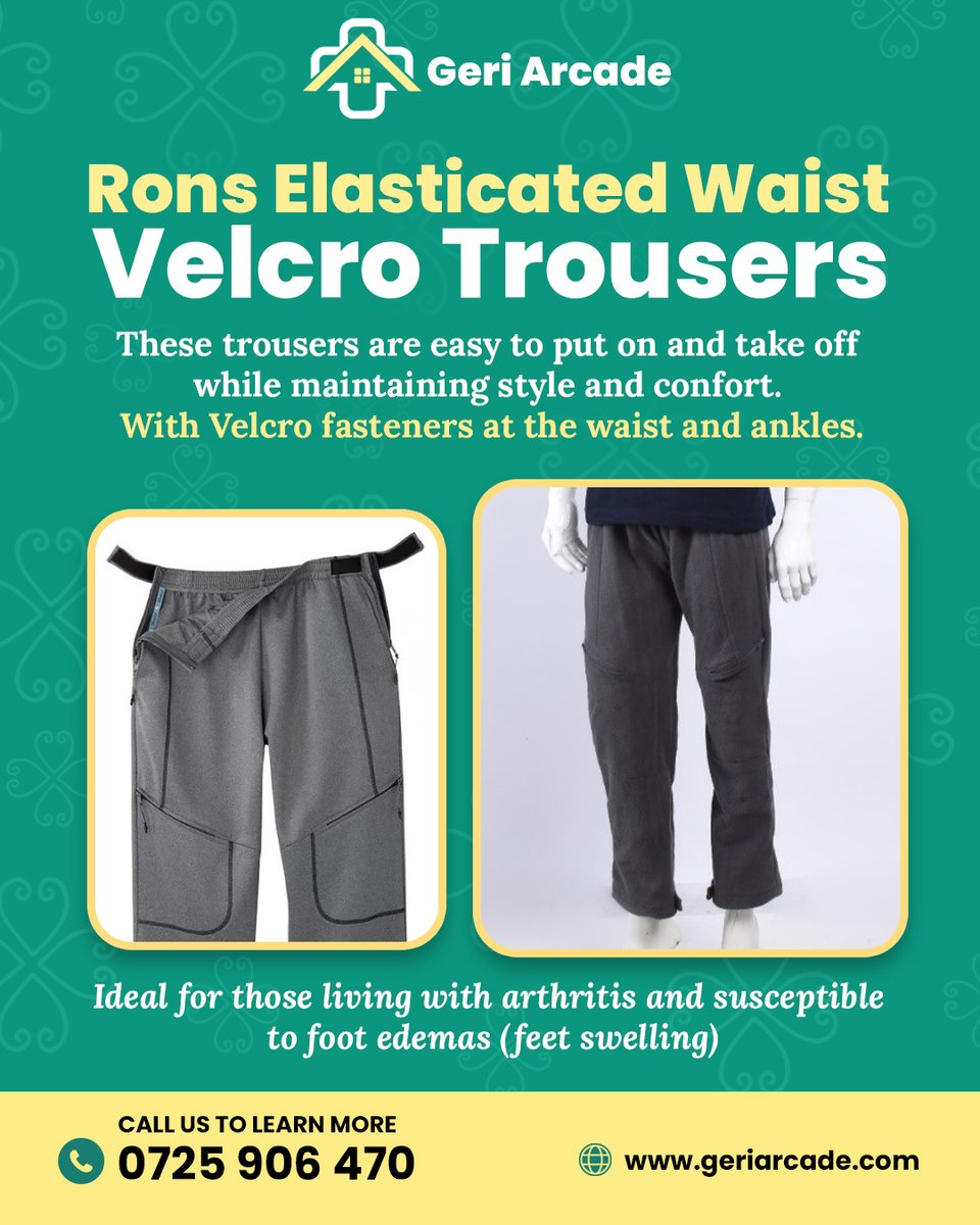 Designed for people with mobility issues are Velcro fastenings for easy dressing. They have a straight leg and loose fit, making them stylish and comfortable.
Get the Rons Elasticated Waist Velcro Trousers.
Call us on 0725 906 470
#mobilityfriendly #velcrofastenings #adaptivewear