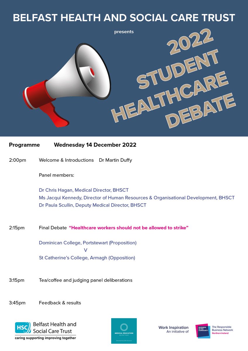 Joanne #bekind #wenotme Mehaffy (@jomehaffy) on Twitter photo Debating teams from <a href="/DCPveritas/">Dominican College Portstewart</a> & <a href="/stcatherines247/">stcatherinesarmagh</a> ready to go. Debating pertinent topic “Healthcare workers should not be allowed to strike”. The final of <a href="/BelfastTrust/">Belfast Trust</a> <a href="/BelfastMedEd/">Belfast Trust Medical Education</a> Student Healthcare debate <a href="/mdthemd/">Martin Duffy</a> You can feel the passion in the room <a href="/bitcni/">BITC NI</a> #workinspiration Debating teams from <a href="/DCPveritas/">Dominican College Portstewart</a> & <a href="/stcatherines247/">stcatherinesarmagh</a> ready to go. Debating pertinent topic “Healthcare workers should not be allowed to strike”. The final of <a href="/BelfastTrust/">Belfast Trust</a> <a href="/BelfastMedEd/">Belfast Trust Medical Education</a> Student Healthcare debate <a href="/mdthemd/">Martin Duffy</a> You can feel the passion in the room <a href="/bitcni/">BITC NI</a> #workinspiration