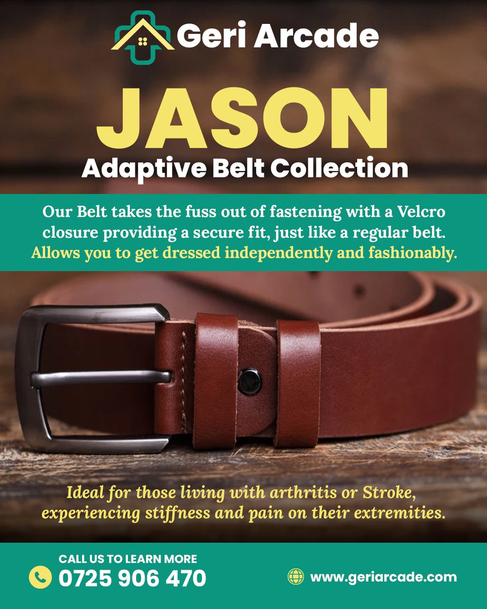 Our Jason Adaptive Belt is perfect for those with mobility issues, providing an easy and fashionable dressing solution. Know someone who would need this?
Share or call us on 0725 906 470.

#mobilityfriendly #velcrofastenings #adaptiveclothing #inclusivestyle #easylifeclothing
‌