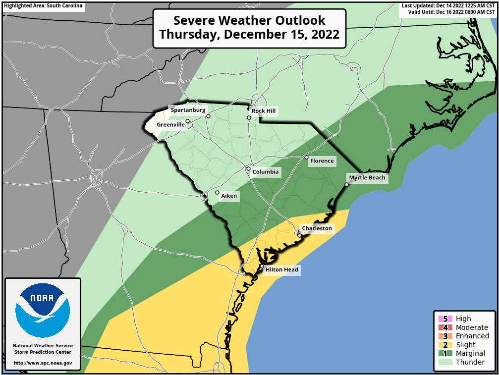 A cold front will bring rain with a slight risk of severe weather to the region late today into Thursday.

Make sure to stay weather aware by monitoring your trusted weather source for the latest watches and warnings!