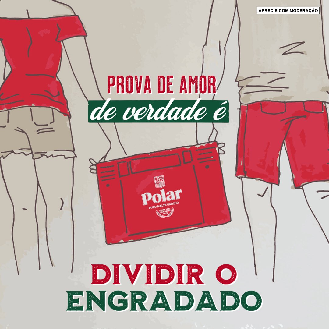 Essa é de arrasar corações, tchê! Dividir o engradado com o mozão pode-se considerar uma linguagem do amor 😅❤️
Marca aqui o @ de quem te acompanha nessa com a Polarzinha 🍻 #AprecieComModeração #CevaPolar