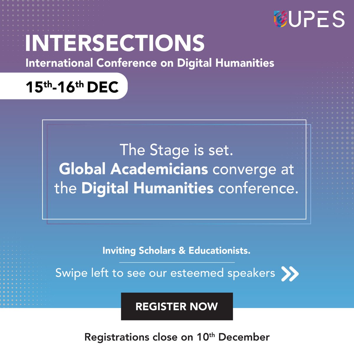 SOLS_UPES's tweet photo. We bring distinguished academicians from across the globe to discuss the digital approach towards intertextuality,DH activism,&amp;digital memory,on the 15th&amp;16th of December @UPESDehradun.
Sign up https://t.co/4IXxrxfC1C
#UniversityofTomorrow #SoLS #Intersections #DigitalHumanities https://t.co/ucp40OAN3s