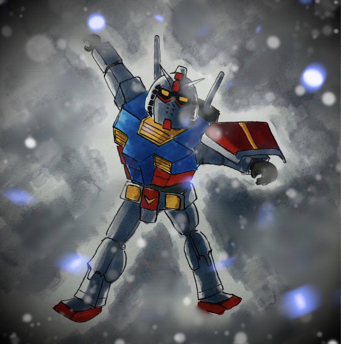 RX-78-2(ガンダム) 「#来年こそは発売してほしいガンプラヘタレとっても、なんか魂を感じるよね…( ゜ω」|まるも☆『きゃぴ』Kindle版発売中！のイラスト