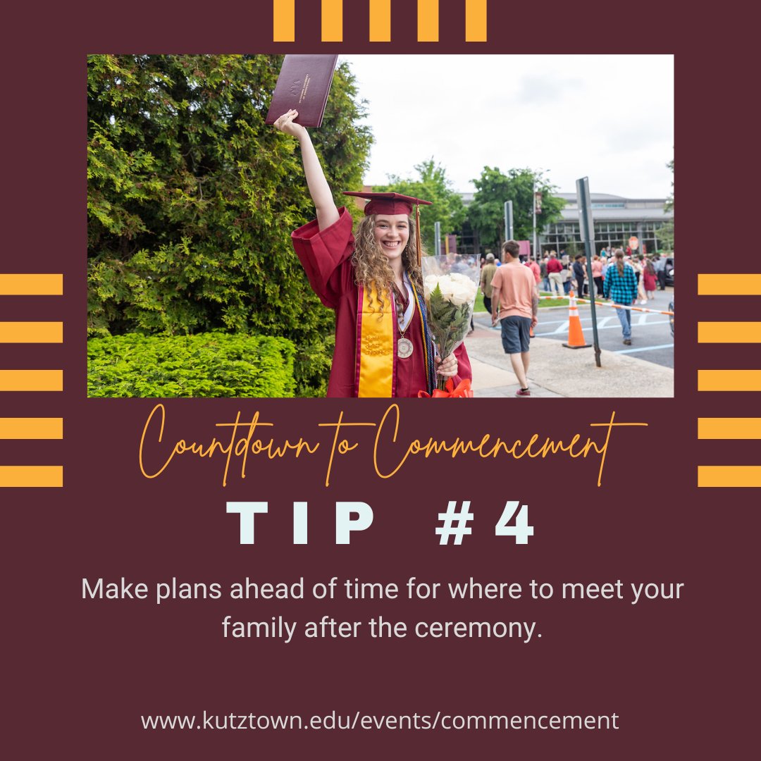KUCommencement's tweet photo. Countdown to Commencement Tip #4: Make plans ahead of time for where to meet your family after the ceremony! 🐻💛🎓 #KU2022 https://t.co/Kbz8VQfxA2