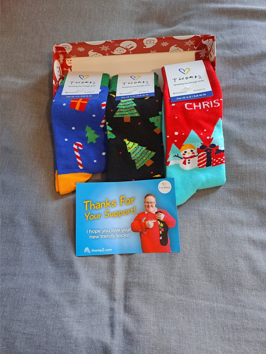 carolkav81's tweet photo. Loving my new Christmas Socks from #thomp2socks. 5% of Thomas socks go to the chosen charity profits. Thomas is a young man with Downs Syndrome who had fought many health battles & is still going strong. There is a pop up shop in the Square SC in Tallaght. Go check them out. https://t.co/rbIs2mDe50