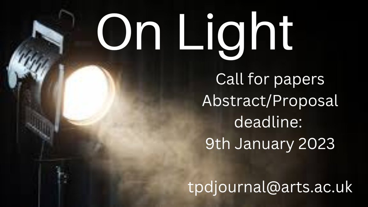 This special edition will be the first scholarly journal to concentrate solely on the material of light as an agential force in contemporary performance. For more info see full call... bit.ly/3Hp0xIk 

#callforpapers #lightingdesign @Arts_Routledge