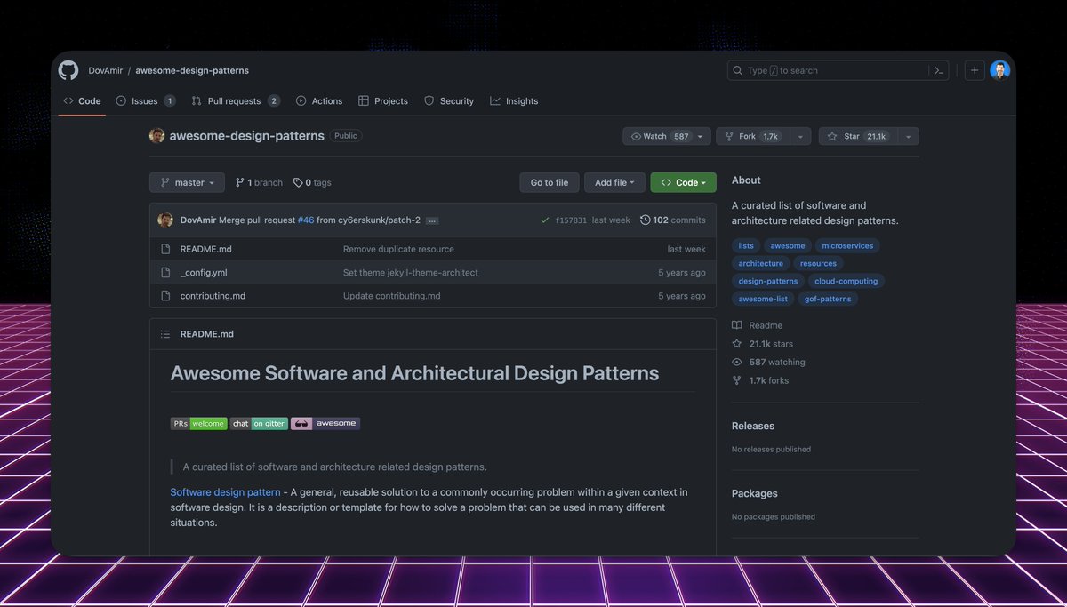 midudev's tweet image. 2. Awesome Design Patterns

Lista de recursos para aprender y mejorar en arquitectura de software y patrones de diseño.

Escalar una arquitectura en el cloud
Desplegar contenedores con Kubernetes
Micro servicios y sistemas distribuidos

Lo tiene todo:
🔗 github.com/DovAmir/awesom…