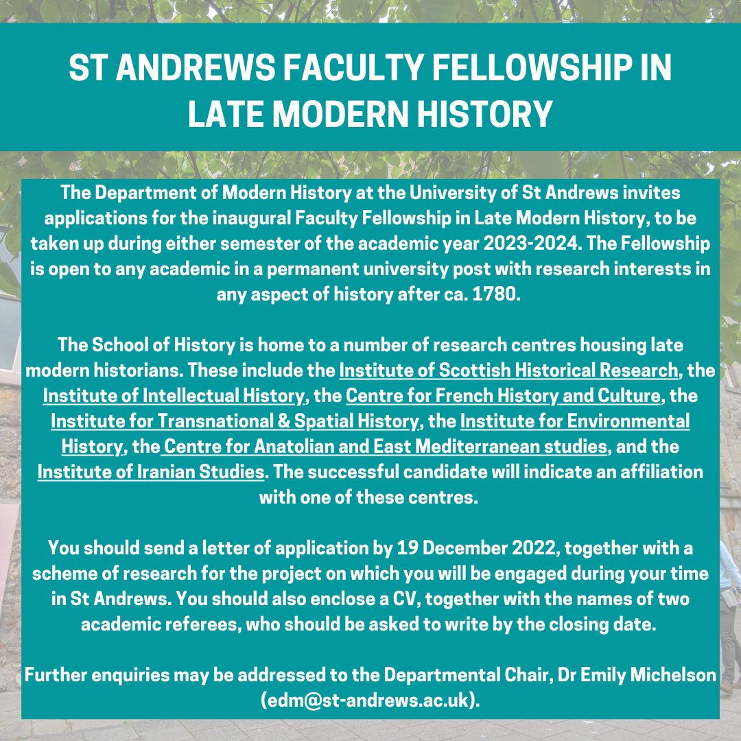St Andrews History on Twitter "The deadline is approaching to apply