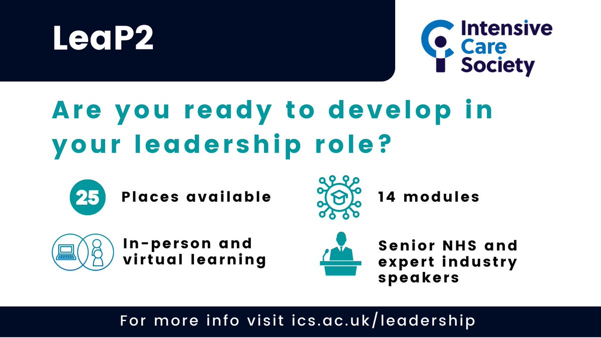ICS_updates's tweet photo. 1/2
It's official our #Leap2 leadership programme registration is now open!
Re-watch our leadership in ICU webinar and hear from our LeaP1 Alumni on their experiences of completing our inaugural programme this year https://t.co/o58FS8p4e2
Find out more https://t.co/4DNTDxFEZi https://t.co/7pHAgEXqdm