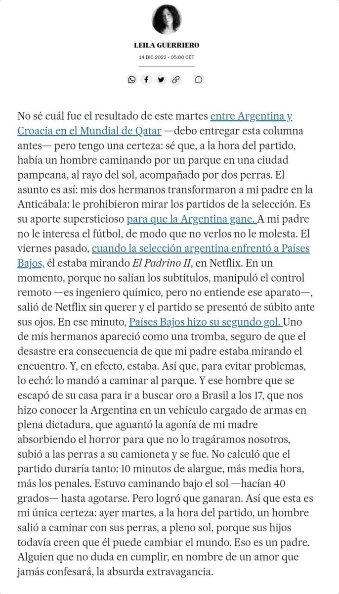 Genial, Leila. Quizás deje de llorar nunca.