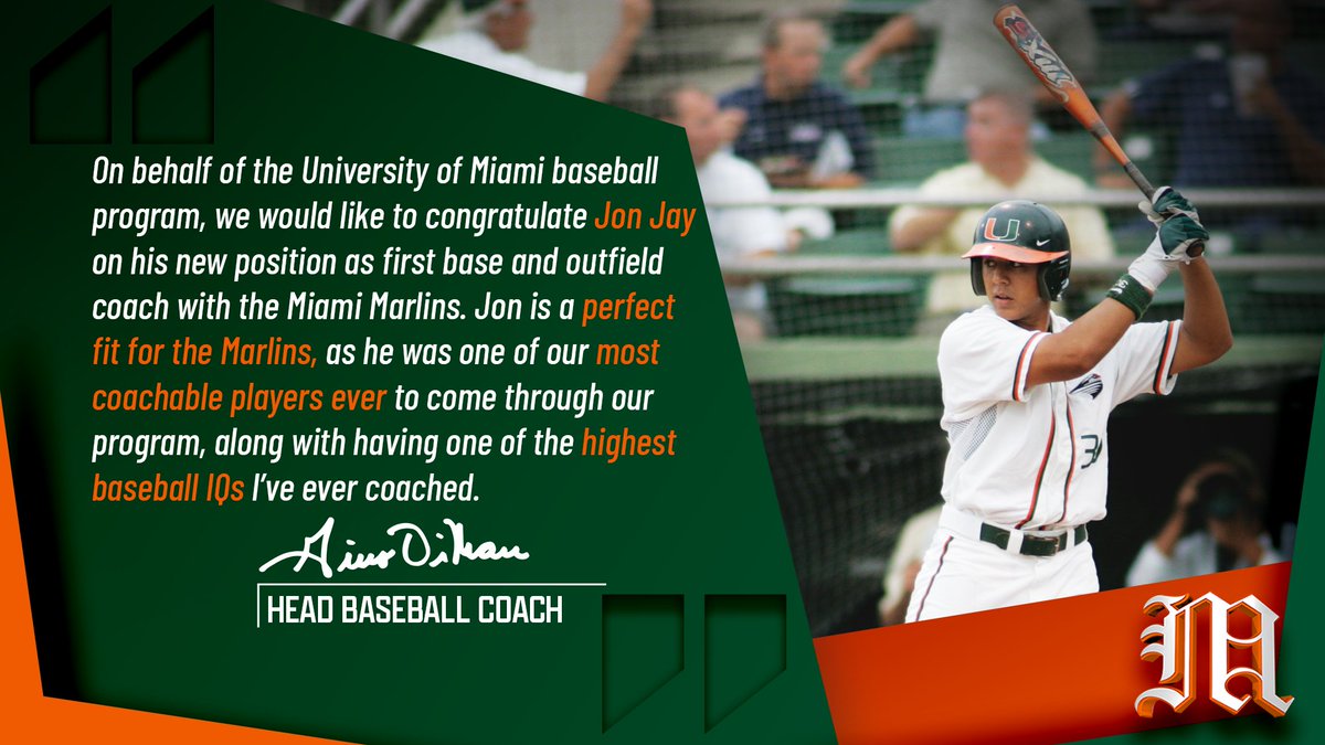 Just a kid from Miami! Our head coach @GinoDiMare1, who recruited and mentored @jonjayU during his time at The U, with a special message for one of the greatest representatives of our program.