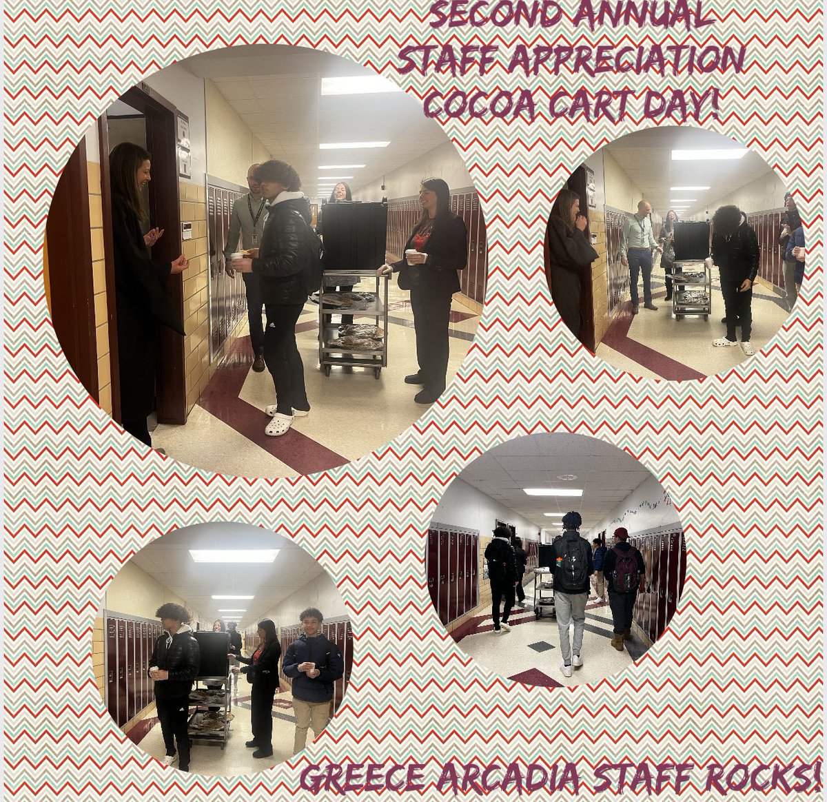 Christina Wawrzyniak (@wawrzyniak_c) on Twitter photo Greece Arcadia celebrated our staff with Cocoa Cart & Cookies. Thank you Arcadia Community YOU ROCK!!@GreeceArcadia <a href="/GreeceCentral/">Greece Central</a> <a href="/kgraupma/">Kathy Graupman</a> #EmbraceJoy Greece Arcadia celebrated our staff with Cocoa Cart & Cookies. Thank you Arcadia Community YOU ROCK!!@GreeceArcadia <a href="/GreeceCentral/">Greece Central</a> <a href="/kgraupma/">Kathy Graupman</a> #EmbraceJoy