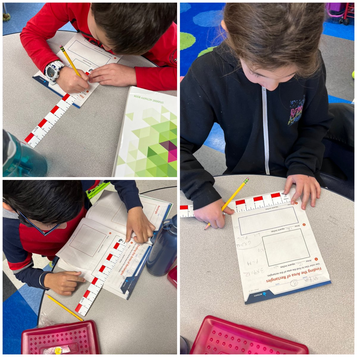 Mrs_JCrawford's tweet image. Third graders use math tools to solve area and perimeter problems! #teachingforunderstanding