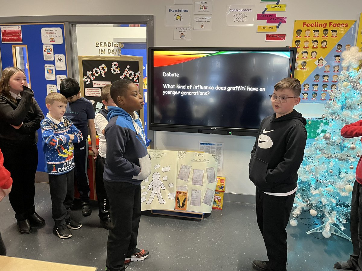 GlencoatsPS_'s tweet photo. P6/7 had an excellent debate this morning on questions about our topic of Graffiti. Lots of excellent arguments made!!! Great job everyone! ππΌ #debate #balancedargument @AttainRen https://t.co/EuwGmqySSd