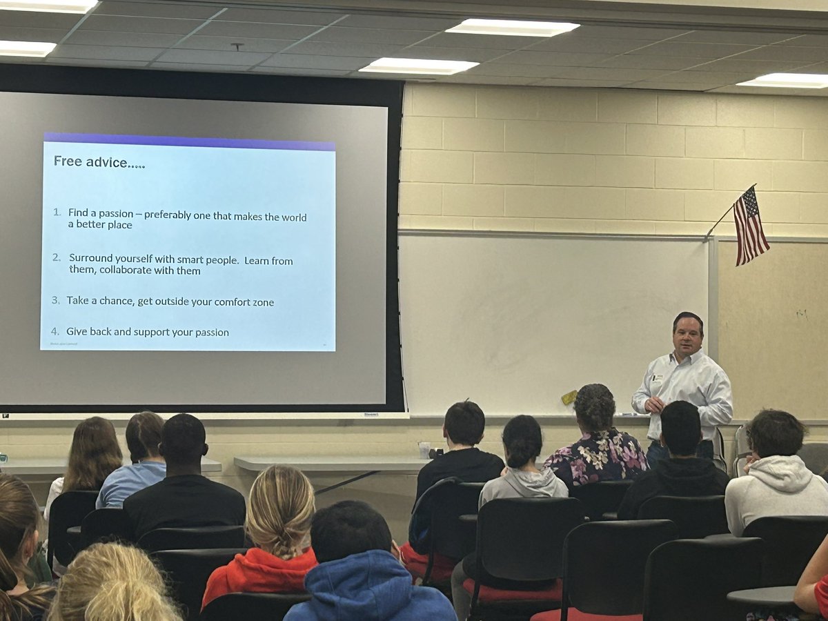 LaurenGentene's tweet photo. Great advice to our 8th grade students in the engineering career day session. Thank you, Mr. Geoff Grant for highlighting how we can use our passions to give back, the influence of women engineers on his own career, and how we learn to work together w others! @IHMiddle #IHPromise https://t.co/nJ9d6ssnhl