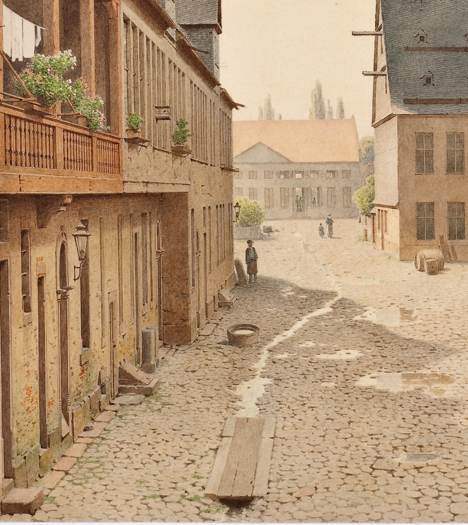 histmus's tweet photo. "I" wie...Infrastrukturen! Die abenteuerliche Regenröhre an den Hausfassaden, die Wasserrinnen mit Lichtspiegelungen oder die Brunnen auf einem behaglichen Platz... Die Infrastruktur der Altstadt spielt bei #Reiffenstein eine wichtige Rolle! #Ausstellung #AllesVerschwindet https://t.co/7PcyRWM5eZ