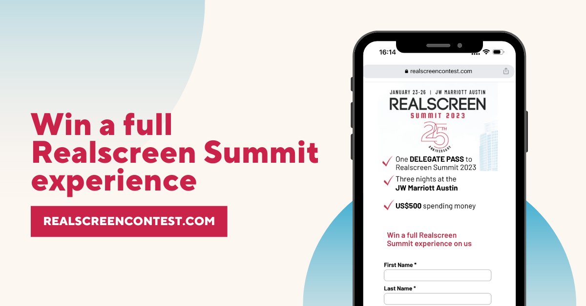 Broadcastnow's tweet photo. Win a full Realscreen Summit experience!
🎫 One delegate pass to Realscreen Summit 2023
🏨 Three nights at the JW Marriott Austin
💸 US$500 spending money
Enter now: https://t.co/mO7Mc3wSpX
#Realscreen #RealscreenSummit #RealscreenSummit23 https://t.co/2cLfuIzU2b