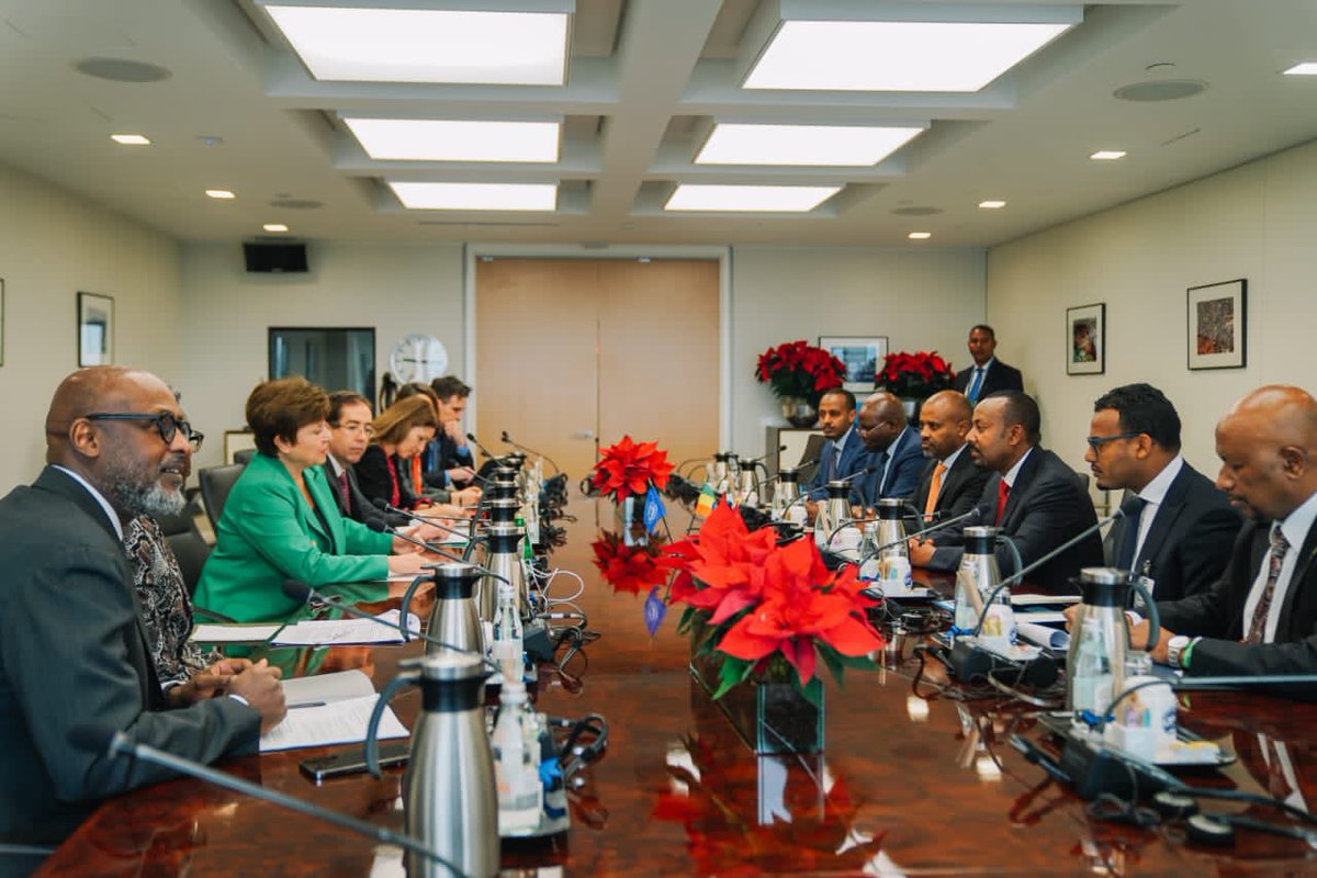 AbiyAhmedAli's tweet photo. A productive discussion on Ethiopia’s transformative economic reform agenda with the Managing Director of IMF including the need for debt resolutions. I express our resolve to preserve past gains and deepen our reforms further. https://t.co/tn09gvRrnz