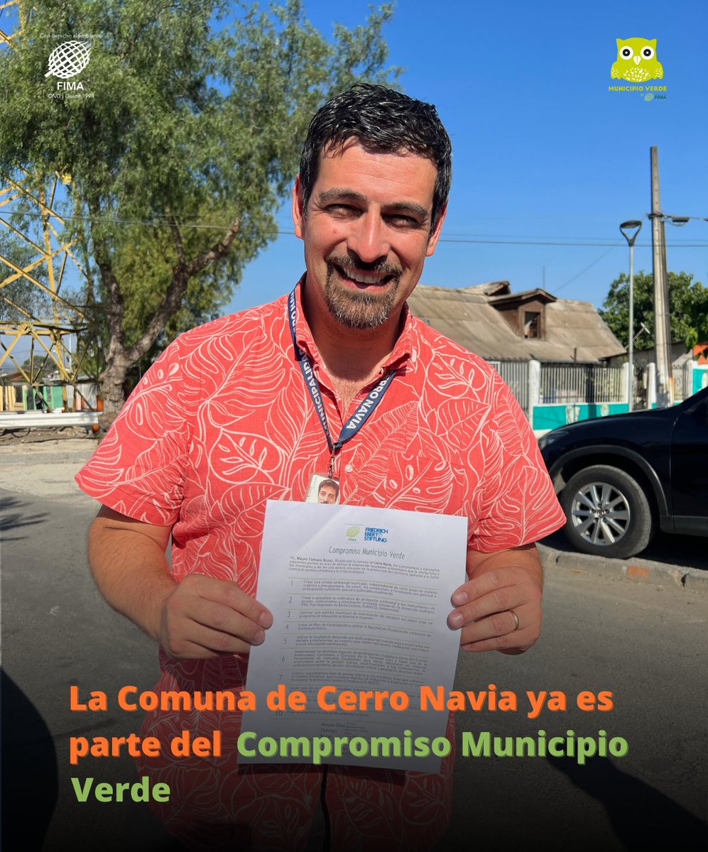 MuniVerde's tweet photo. ¡Municipio Verde sigue creciendo 🌱!

A través de la firma del alcalde Mauro Tamayo, la @CerroNaviaCL es ahora parte de nuestro Compromiso Municipio Verde 👏

¡Bienvenidos!

#CerroNavia #MunicipioVerde https://t.co/cIEVnCNdQU