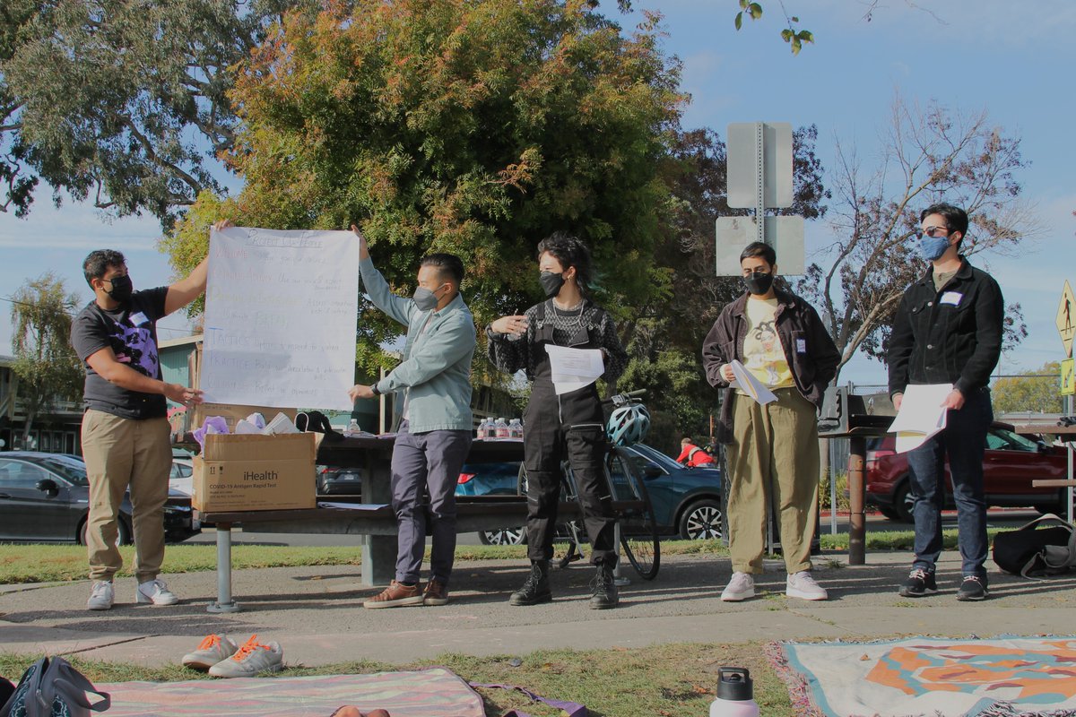 4 of our Community Safety members led 30 #trans & #queer LavNix members in training at Cedar Rose Park in Berkeley. We learned how to assess risk & roleplayed intervening in violence: at a public park, transit, at an action and home. Together, we re-learned that WE keep us safe.