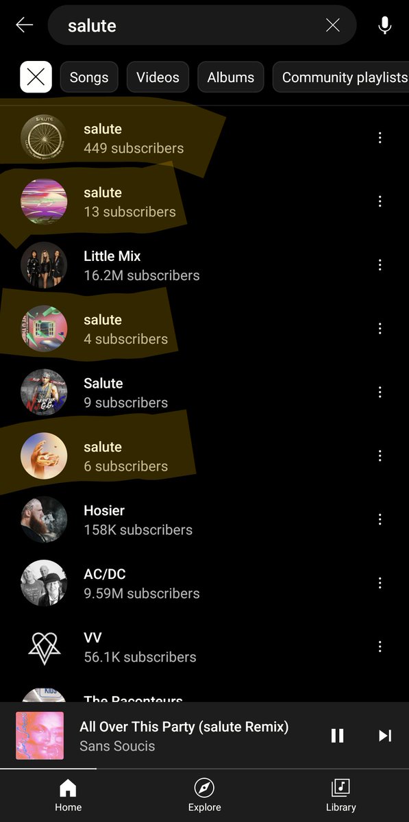 spamshield's tweet photo. @saluteAUT looks like your music is split up into 4 different artists on YouTube Music... 😵 https://t.co/PPqNIfolyE