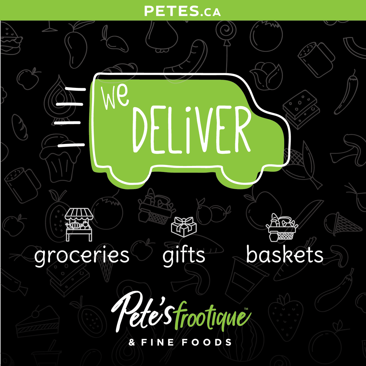 Did you know we deliver? Groceries, gift baskets and floral! Find more information at petes.ca #shop #deliver #gifts #hrm #petesfrootique