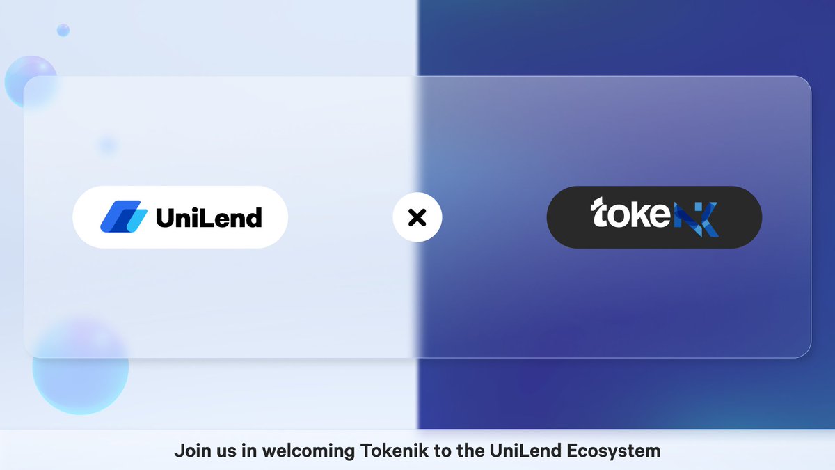 UniLend_Finance's tweet photo. Join us in welcoming @TokenikDEX in the UniLend ecosystem🎉

 ⚡️We will empower Tokenik's #NIK token with flagship lending &amp; borrowing functionality after the #UniLendV2 mainnet launch. https://t.co/VbCZ1CDPKo