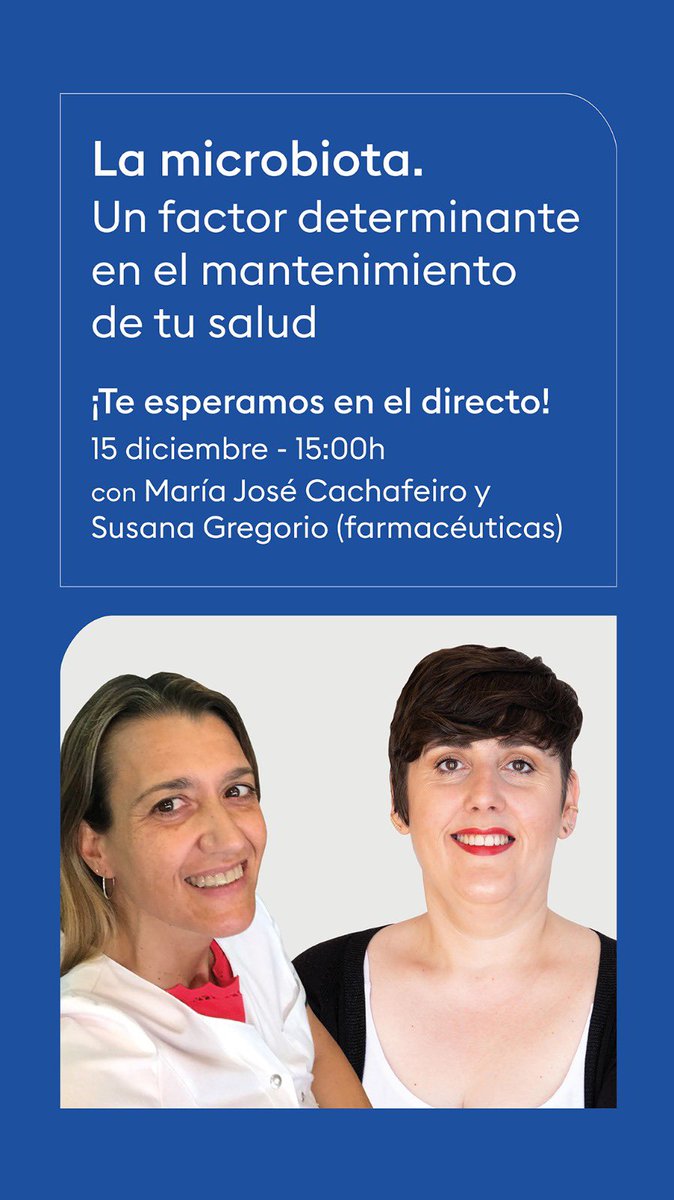 SusanaGregorioM's tweet photo. Mañana desde la cuenta @medibiotix_es en instagram, @SusanaGregorioM @laboticadetete y @josmanvil hablaremos sobre microbiota y probióticos .
#microbiota #probioticos #formacion #directoinstagram #medibiotix #farmacia #farmaceutica #farmaceutico https://t.co/xaGkSagmqK