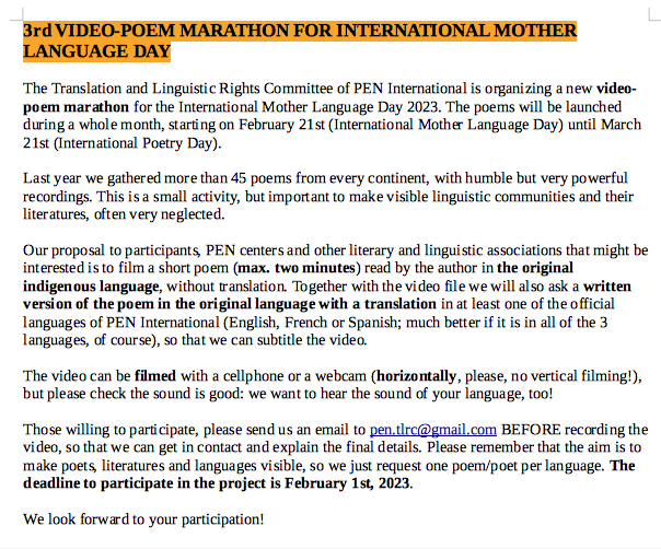 PEN Translation & Linguistic Rights Committee tweet media