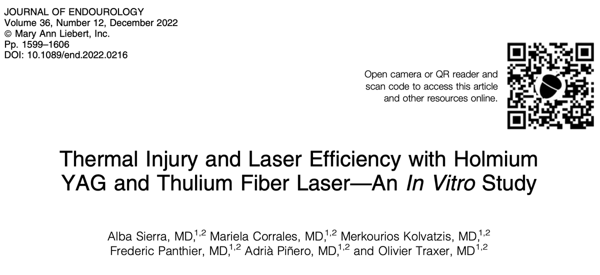 albasierrad's tweet photo. Our latest work finally online! The importance of LOW-POWER to treat ureteral stones. A new evidence regarding optimal settings and enhance the safety. @JEndourology @OTRAXER @_MCorrales_ @fpanthier @AdriaPinero https://t.co/Me6eBMZ2hJ