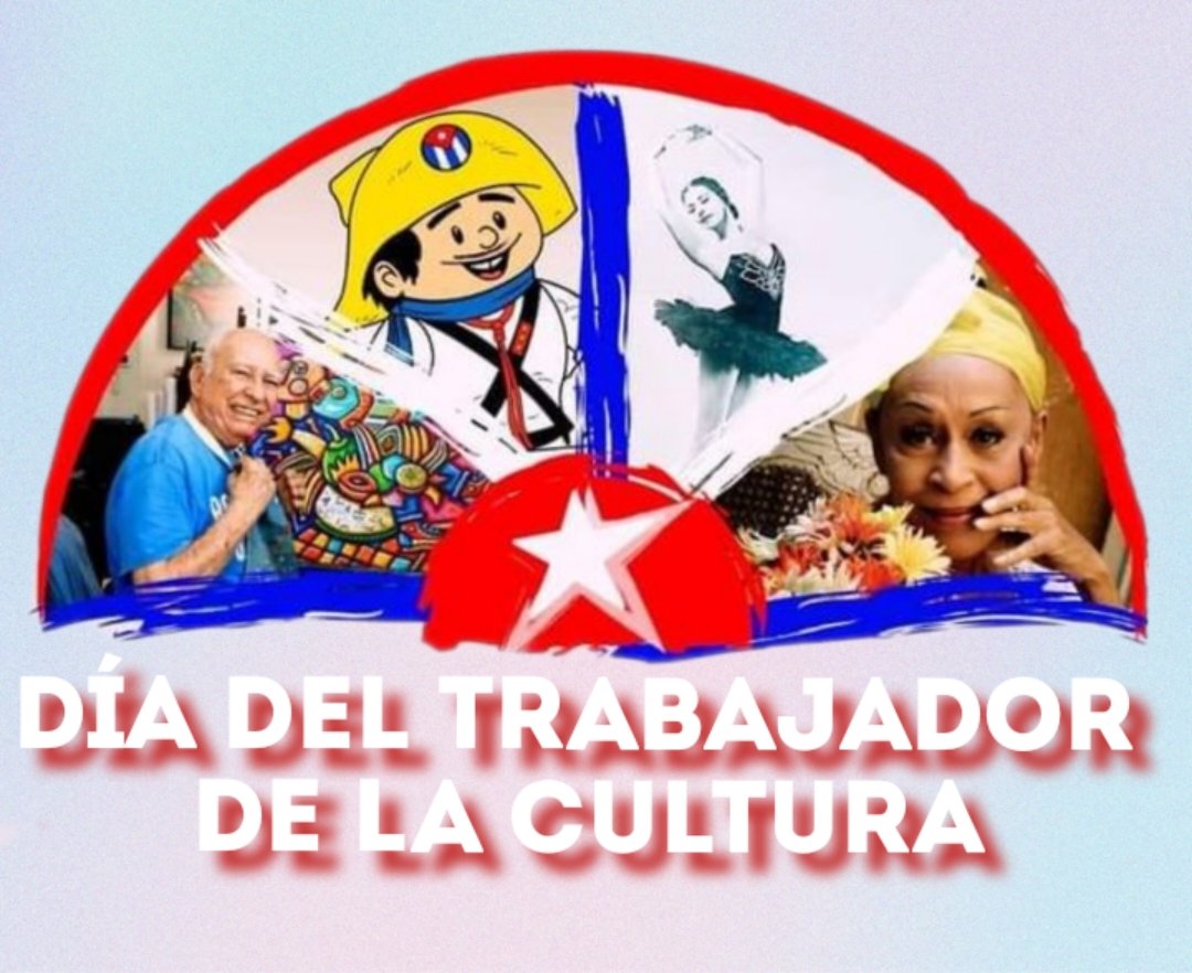 #14deDiciembre, Día del Trabajador de la Cultura.
La cultura es una de las potencialidades de #Cuba. Diversa y mestiza forma parte nuestra identidad y de la construcción de la nacionalidad.
Felicidades a todos los que ayudan a mantenerla viva.
#CubaEsCultura
#MejorSinBloqueo