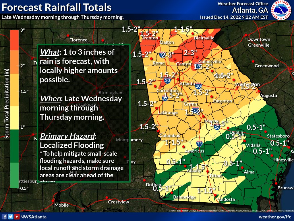 Nws Atlanta On Twitter 🌧️it Will Be A Wet Wednesday For Parts Of 