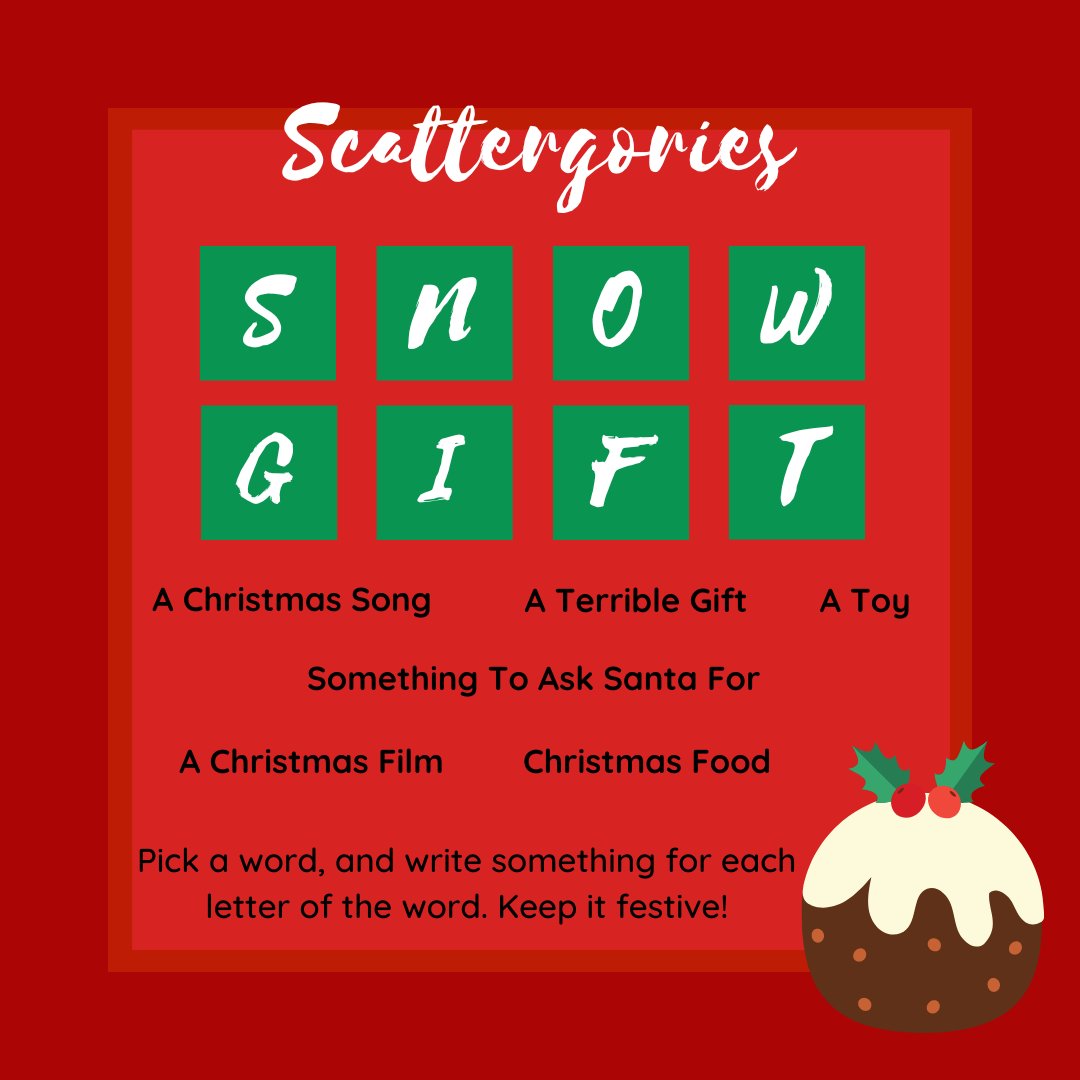 _CCHousing's tweet photo. 🎁🎄 ✨ CCHM Advent Calendar - Day 17 ✨ 🎄 🎁

Scattergories! Have you played before? For each letter, think of a word for each festive theme - play against someone and see who can think of something for each letter and theme the quickest 😄

#CCHM #CreatingChange #CCHMAdvent https://t.co/xrAIHfbSrt