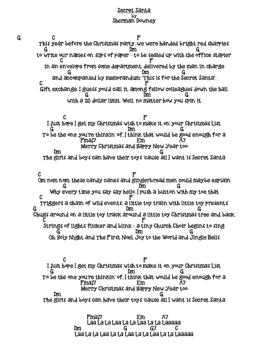 ShermanDowney's tweet photo. I bet there's a musician out there somewhere learning Christmas Songs. Give this one a whirl, sure. 

Happy Holidays, folks! 

https://t.co/hXewEW1oy4 https://t.co/JvTjFAOvuR